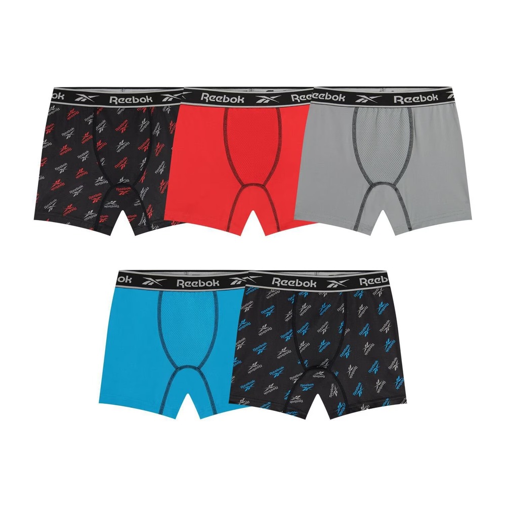 NWT Reebok Boys 5-Pack Performance Boxer Brief Size XL 16/18 Red Black Blue